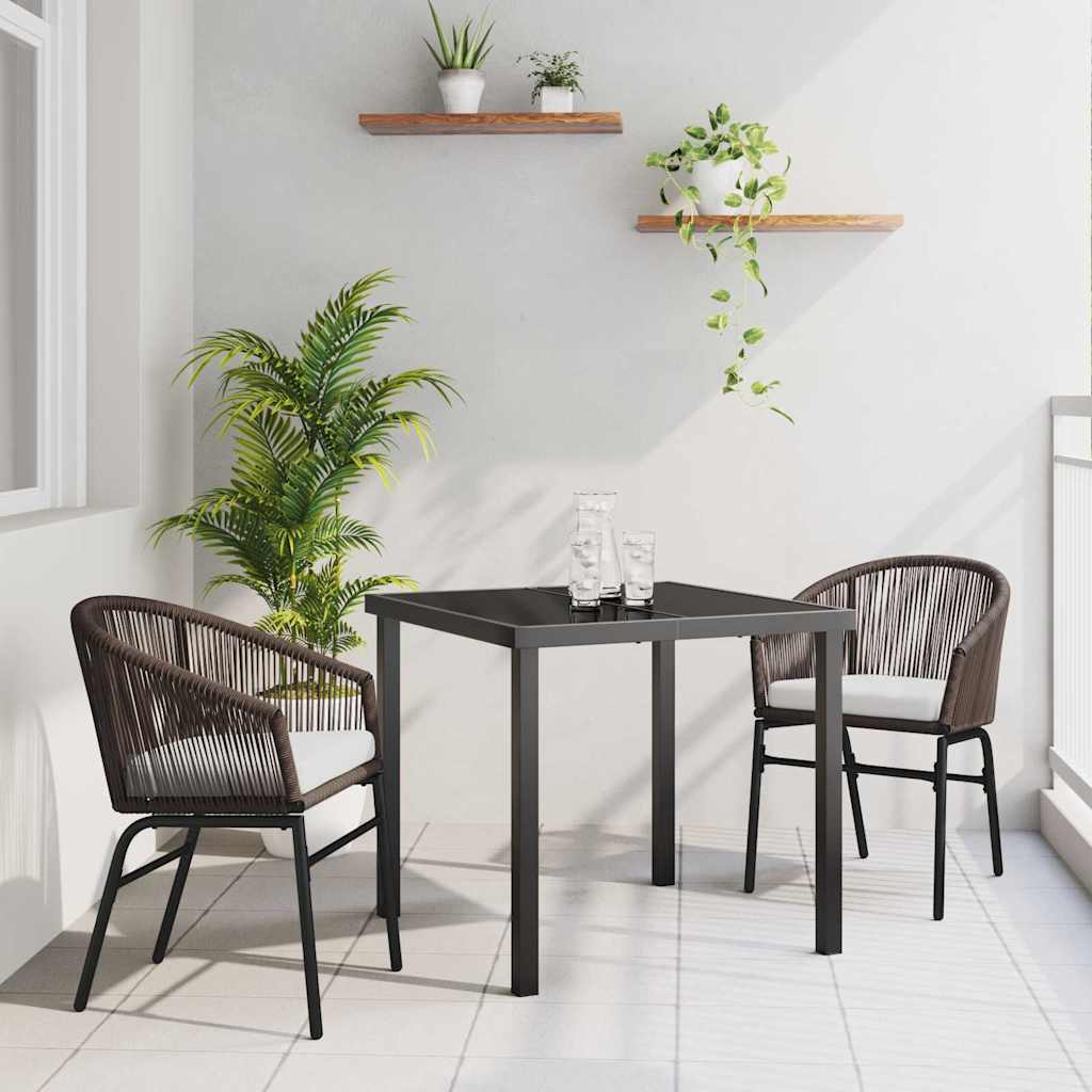 Σέτ φαγητού για κήπο 3 pcs Καφέ Χάλυβας με επίστρωση πούδρας - Pakobazaar