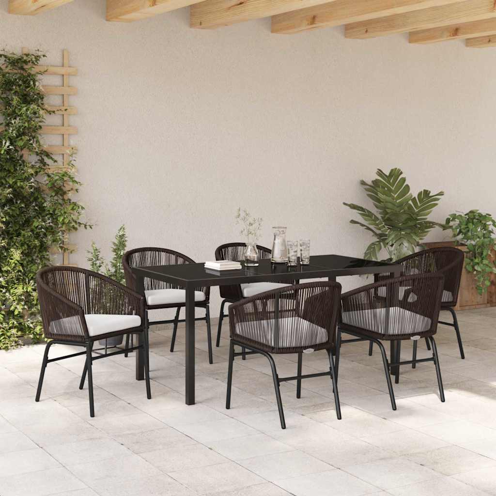 Σέτ φαγητού για κήπο 7 pcs Καφέ Χάλυβας με επίστρωση πούδρας - Pakobazaar