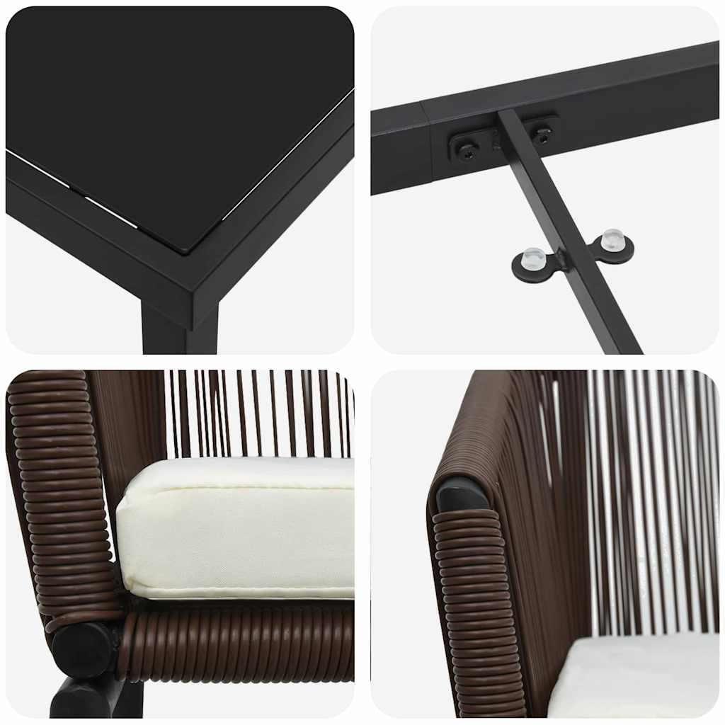 Σέτ φαγητού για κήπο 7 pcs Καφέ Χάλυβας με επίστρωση πούδρας - Pakobazaar