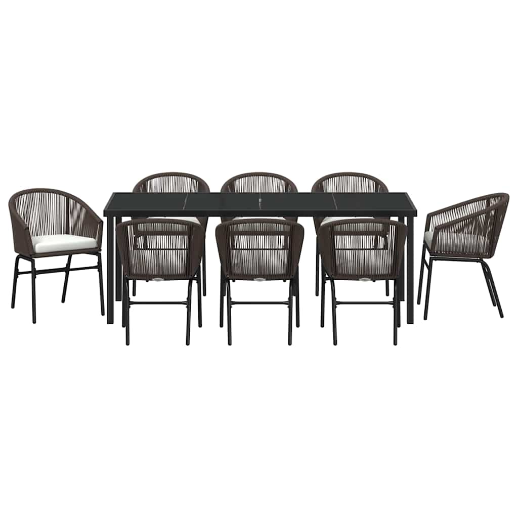 Σέτ φαγητού για κήπο 9 pcs Καφέ Χάλυβας με επίστρωση πούδρας - Pakobazaar