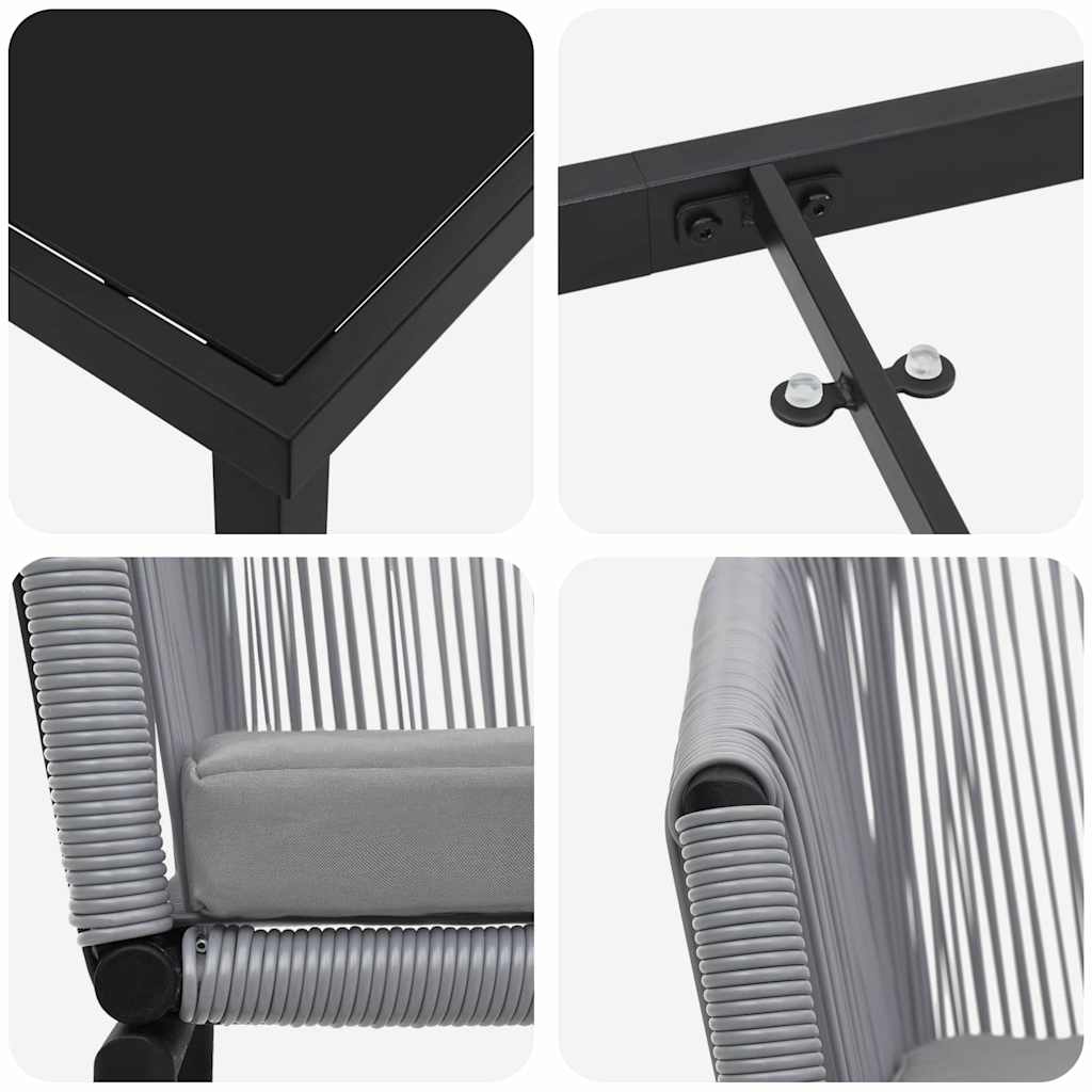 Σέτ φαγητού για κήπο 7 pcs Ανθρακί Χάλυβας με επίστρωση πούδρας - Pakobazaar