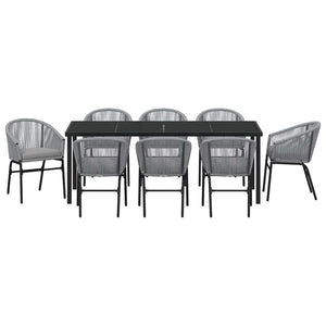 Σέτ φαγητού για κήπο 9 pcs Ανθρακί Χάλυβας με επίστρωση πούδρας - Pakobazaar
