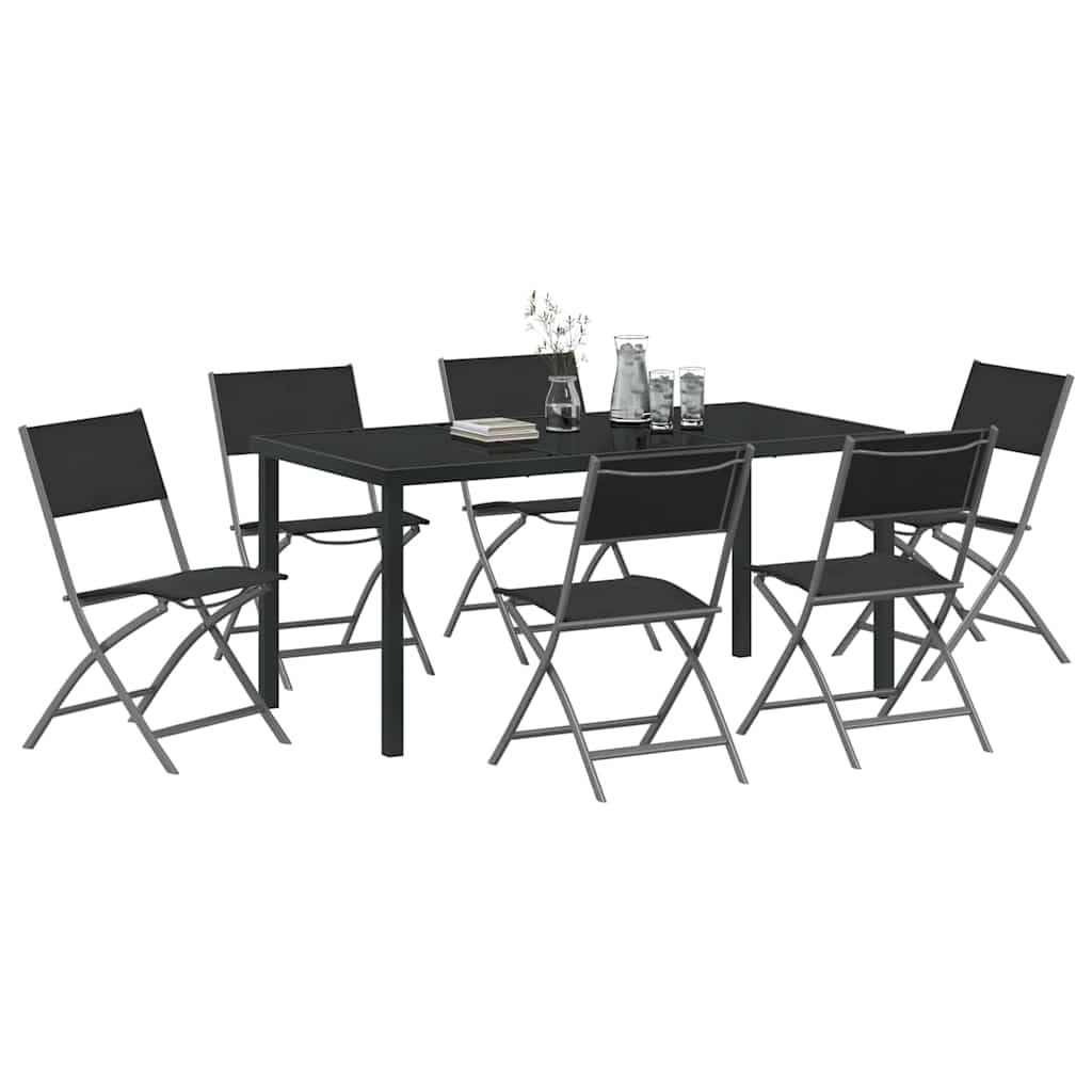 Σέτ φαγητού για κήπο 7 pcs Μαύρο Χάλυβας με επίστρωση πούδρας - Pakobazaar