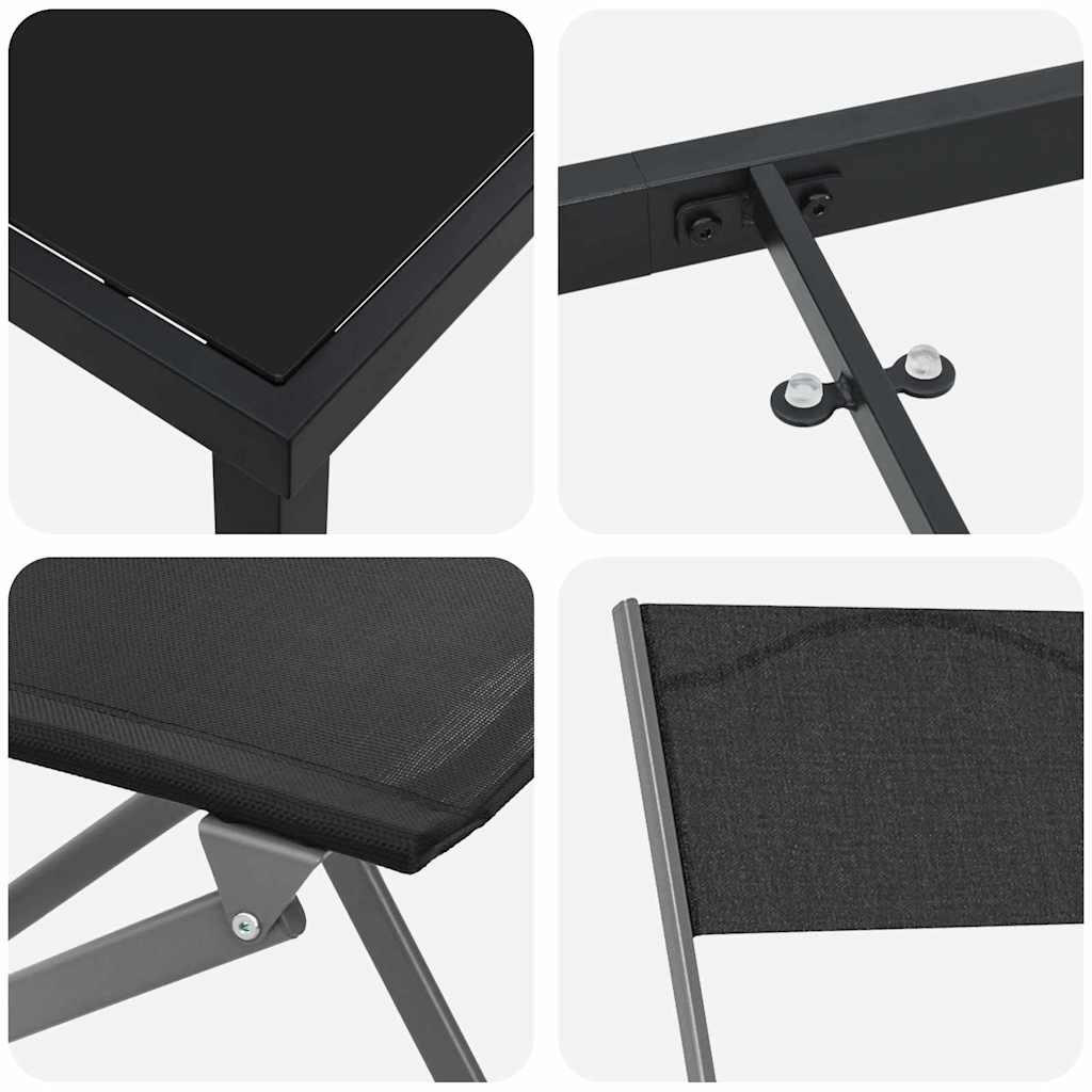 Σέτ φαγητού για κήπο 7 pcs Μαύρο Χάλυβας με επίστρωση πούδρας - Pakobazaar