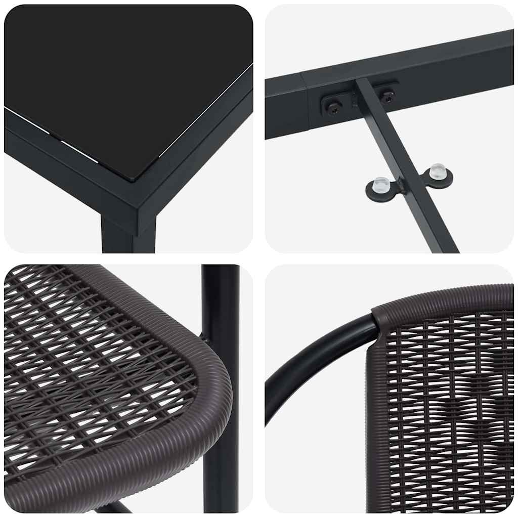 Σέτ φαγητού για κήπο 3 pcs Μαύρο Χάλυβας με επίστρωση πούδρας - Pakobazaar