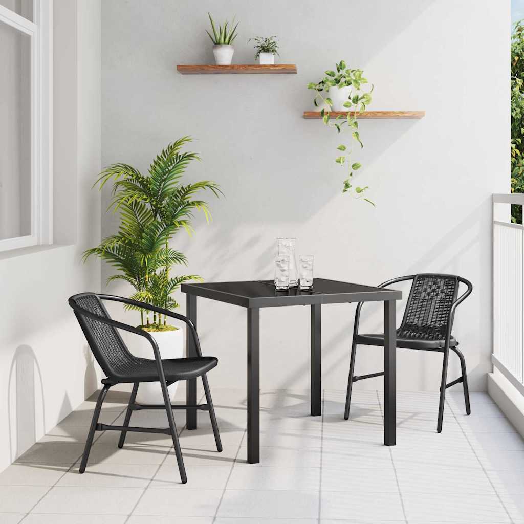 Σέτ φαγητού για κήπο 3 pcs Μαύρο Χάλυβας με επίστρωση πούδρας - Pakobazaar