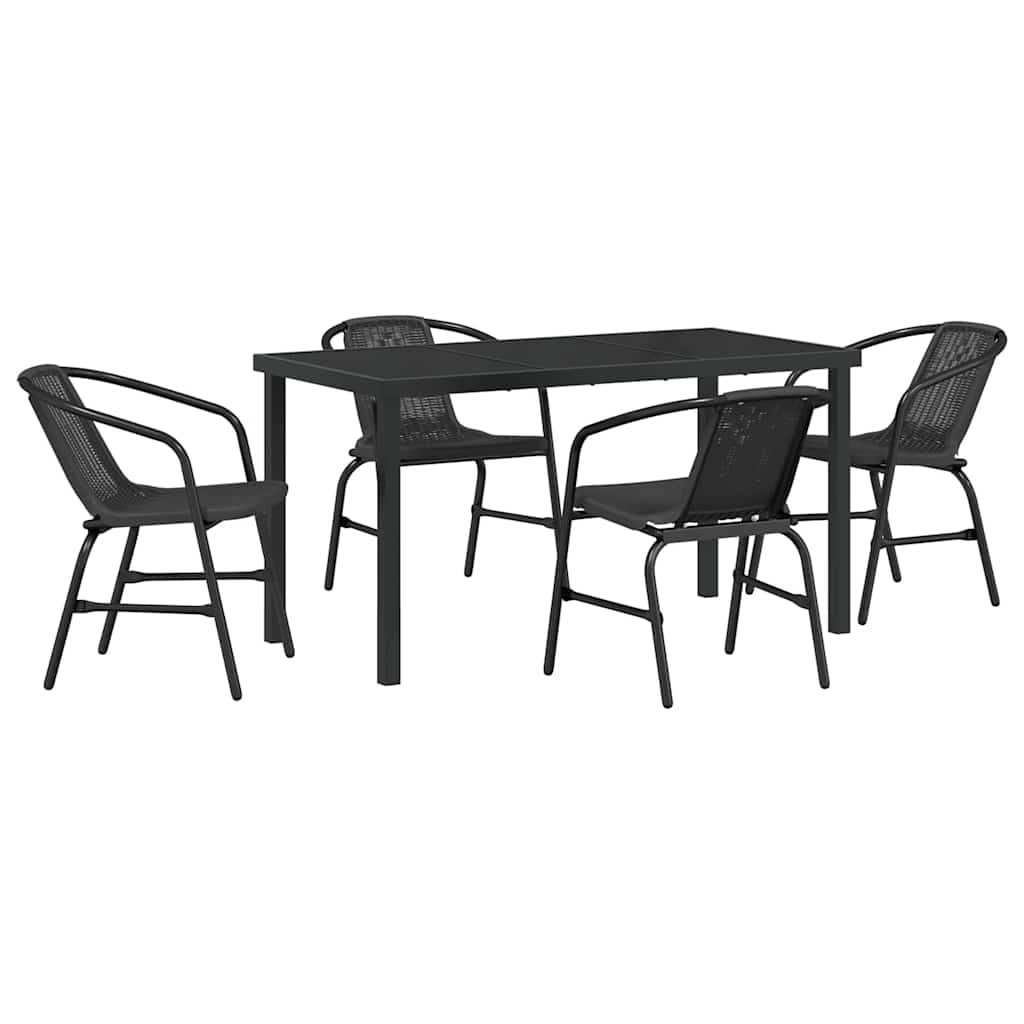 Σέτ φαγητού για κήπο 5 pcs Μαύρο Χάλυβας με επίστρωση πούδρας - Pakobazaar