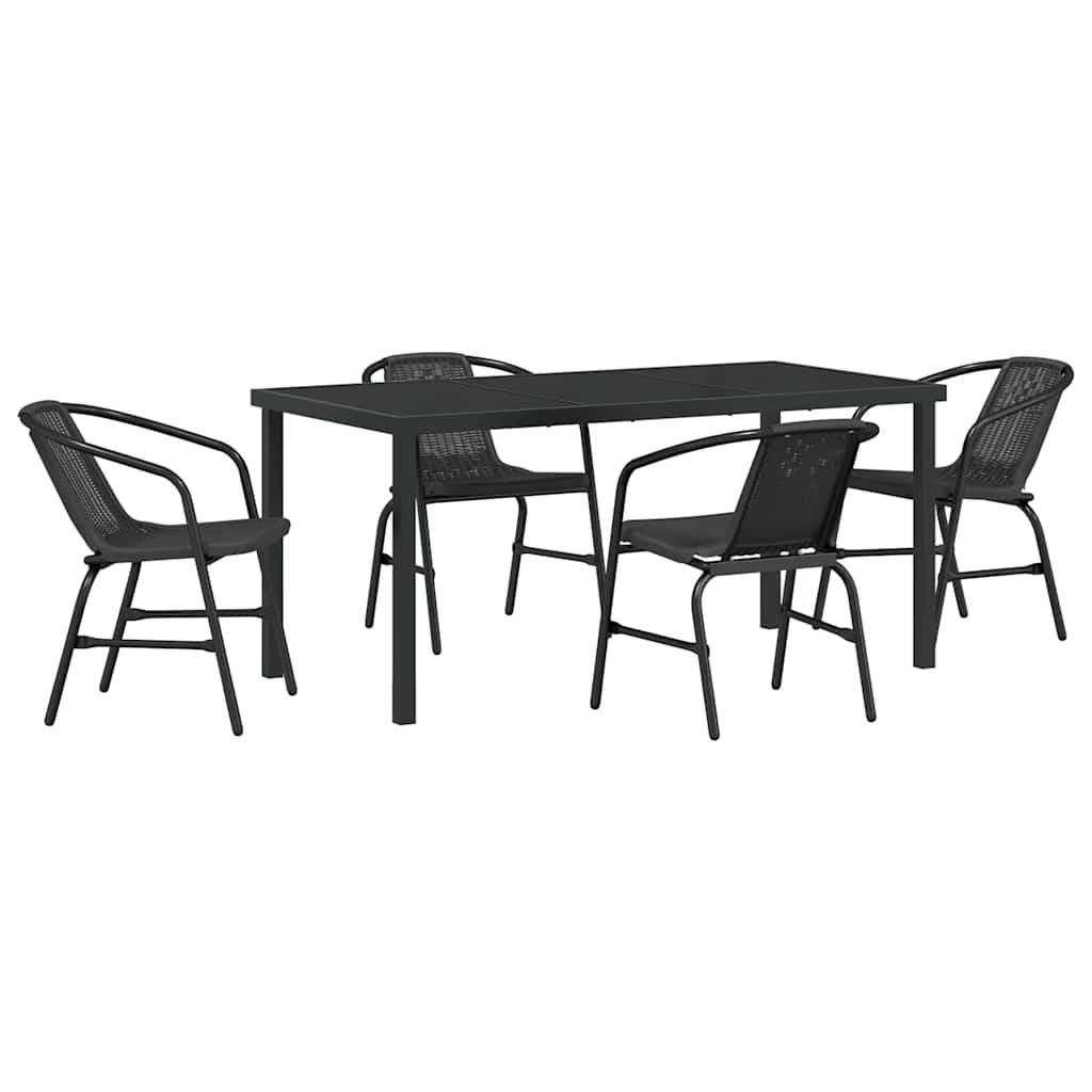 Σέτ φαγητού για κήπο 5 pcs Μαύρο Χάλυβας με επίστρωση πούδρας - Pakobazaar
