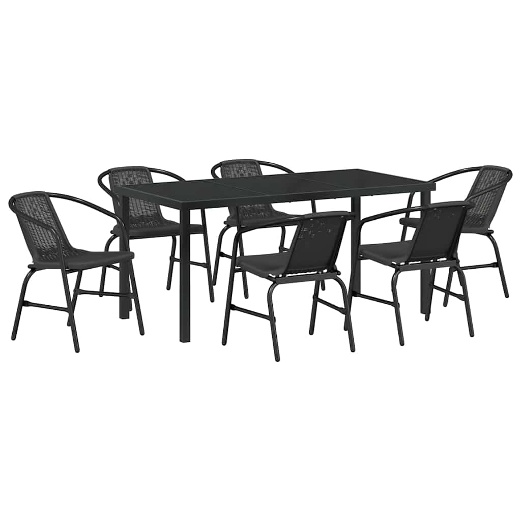 Σέτ φαγητού για κήπο 7 pcs Μαύρο Χάλυβας με επίστρωση πούδρας - Pakobazaar