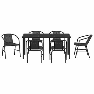 Σέτ φαγητού για κήπο 7 pcs Μαύρο Χάλυβας με επίστρωση πούδρας - Pakobazaar