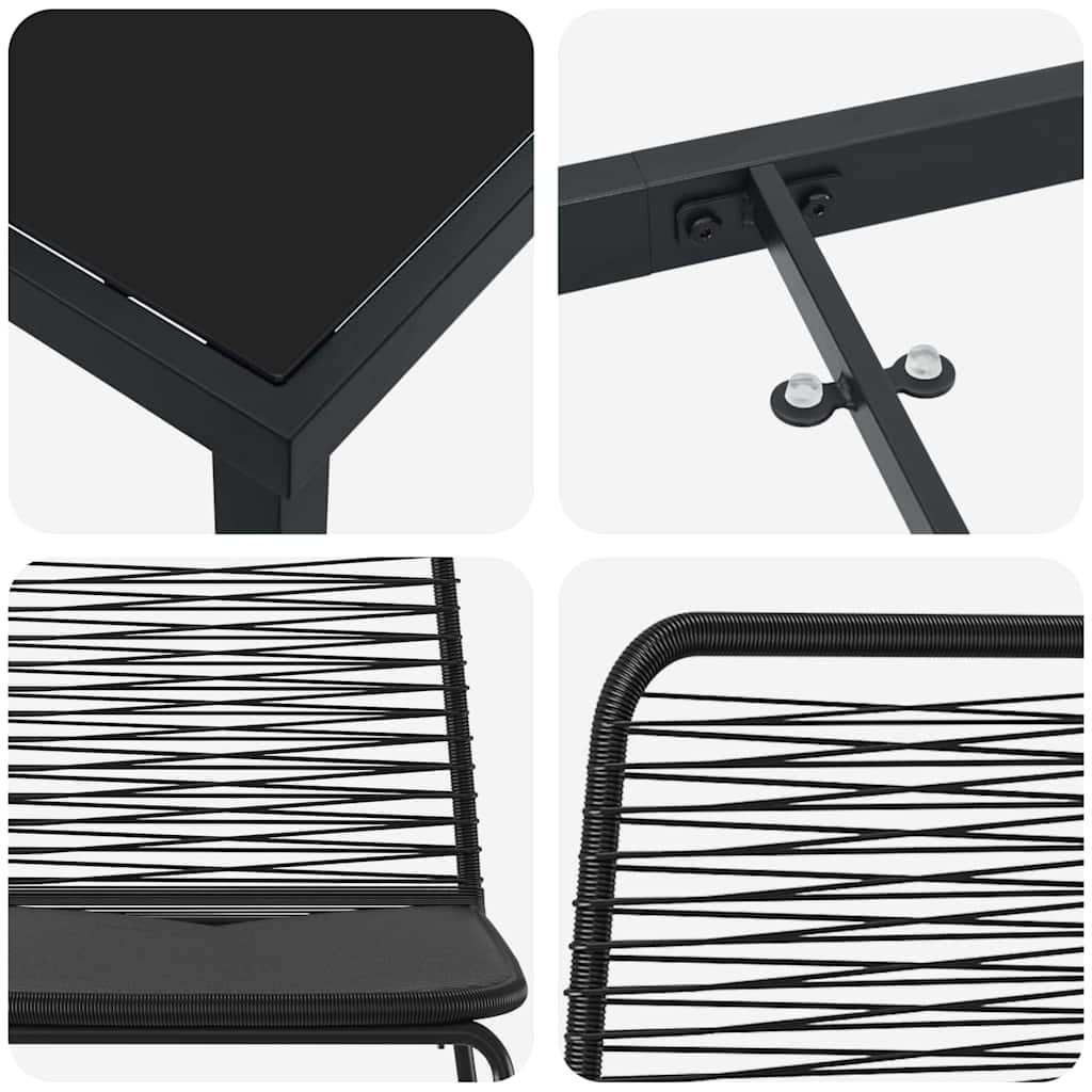 Σέτ φαγητού για κήπο 5 pcs Μαύρο Χάλυβας με επίστρωση πούδρας - Pakobazaar