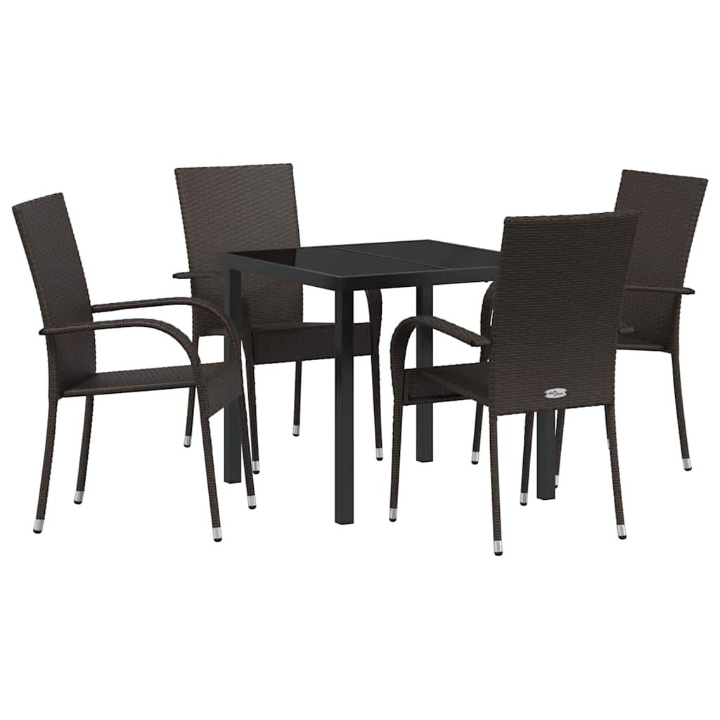Σέτ φαγητού για κήπο 5 pcs Καφέ Χάλυβας με επίστρωση πούδρας - Pakobazaar