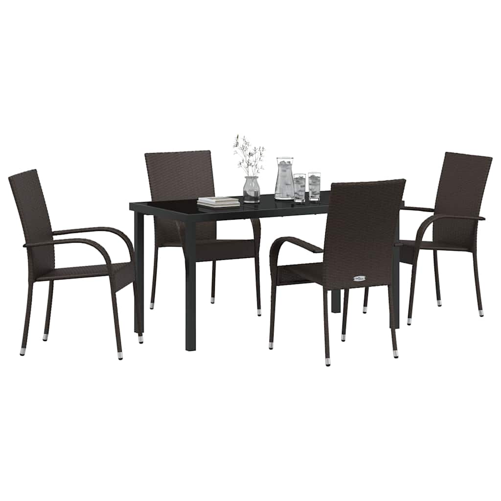 Σέτ φαγητού για κήπο 5 pcs Καφέ Χάλυβας με επίστρωση πούδρας - Pakobazaar