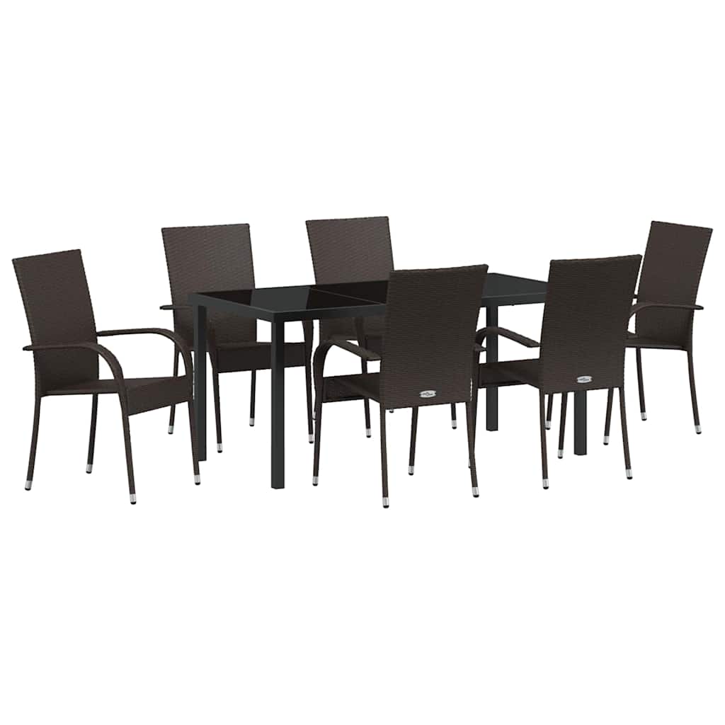 Σέτ φαγητού για κήπο 7 pcs Καφέ Χάλυβας με επίστρωση πούδρας - Pakobazaar