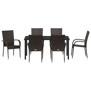 Σέτ φαγητού για κήπο 7 pcs Καφέ Χάλυβας με επίστρωση πούδρας - Pakobazaar