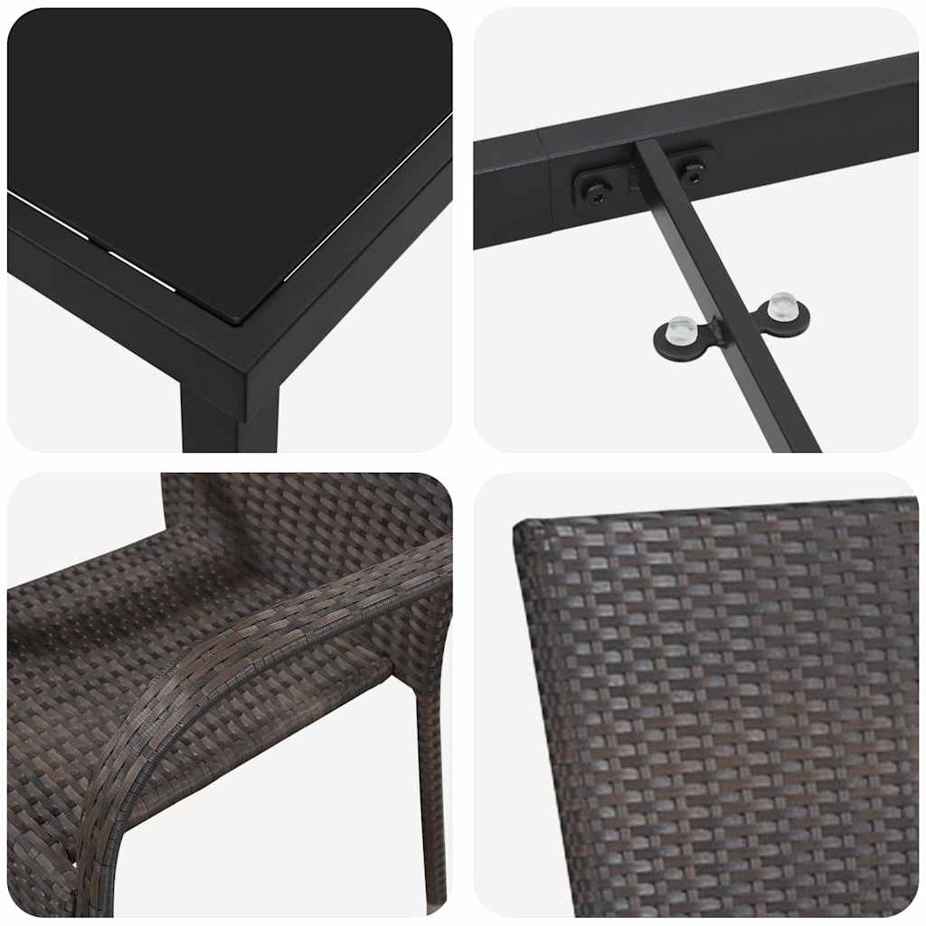 Σέτ φαγητού για κήπο 5 pcs Καφέ Χάλυβας με επίστρωση πούδρας - Pakobazaar