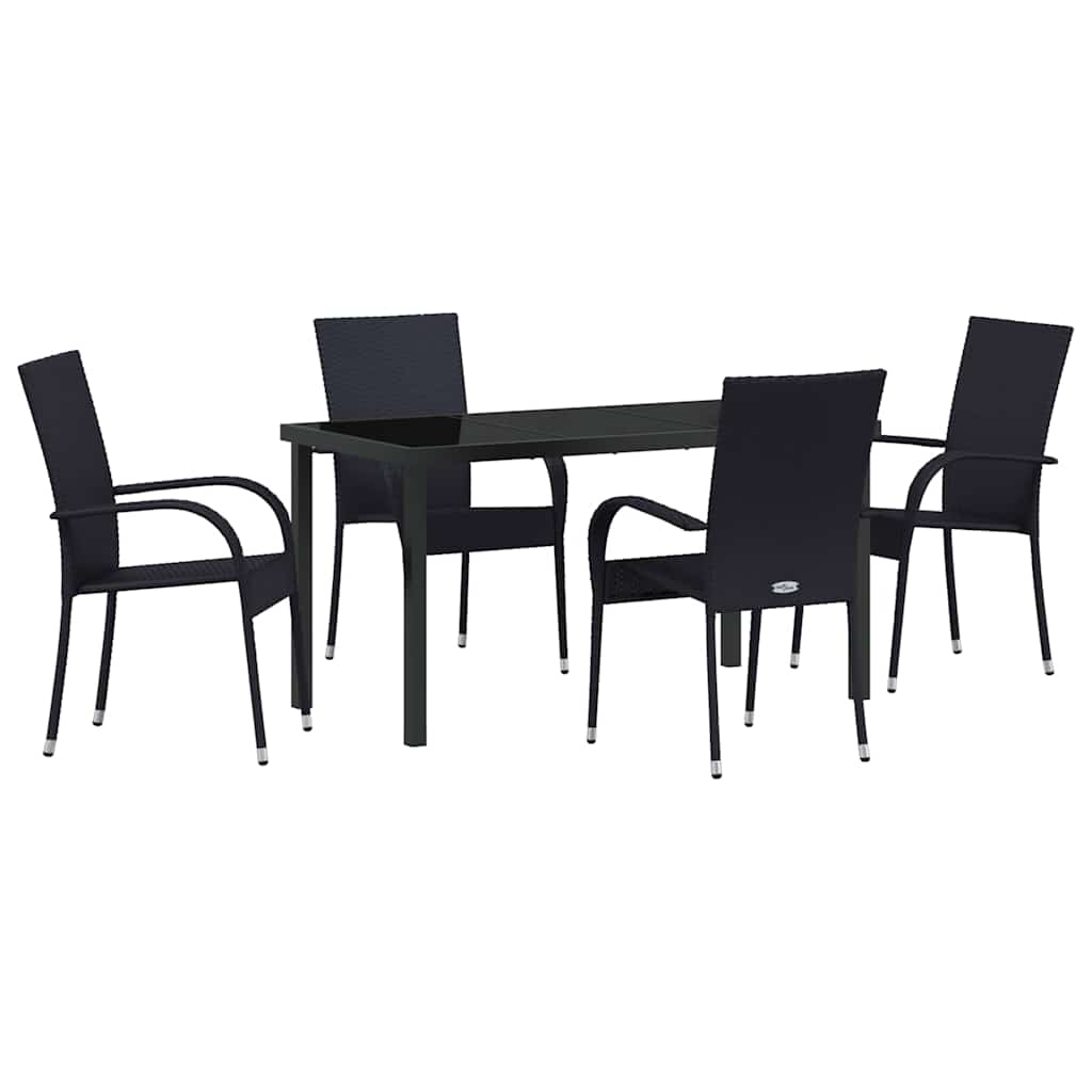 Σέτ φαγητού για κήπο 5 pcs Μαύρο Χάλυβας με επίστρωση πούδρας - Pakobazaar