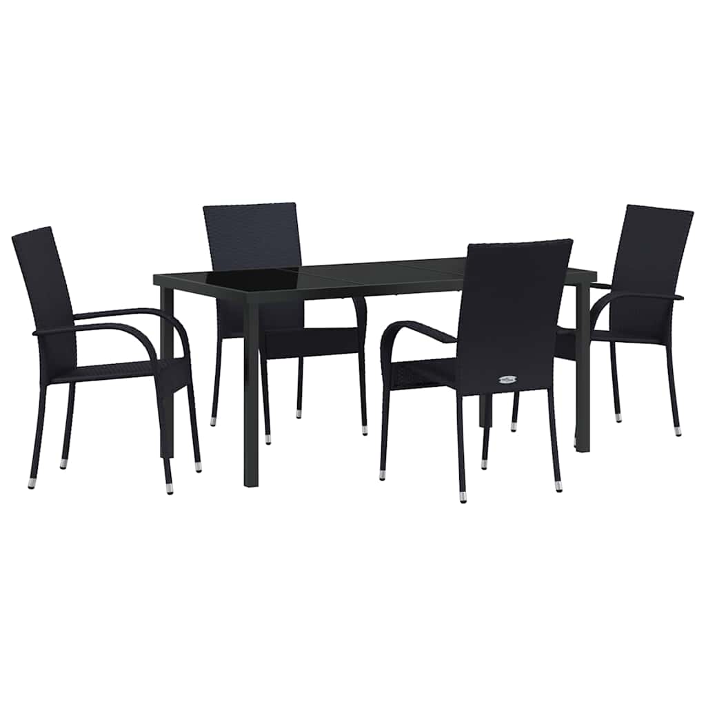 Σέτ φαγητού για κήπο 5 pcs Μαύρο Χάλυβας με επίστρωση πούδρας - Pakobazaar