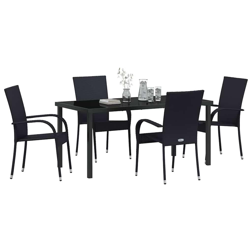 Σέτ φαγητού για κήπο 5 pcs Μαύρο Χάλυβας με επίστρωση πούδρας - Pakobazaar