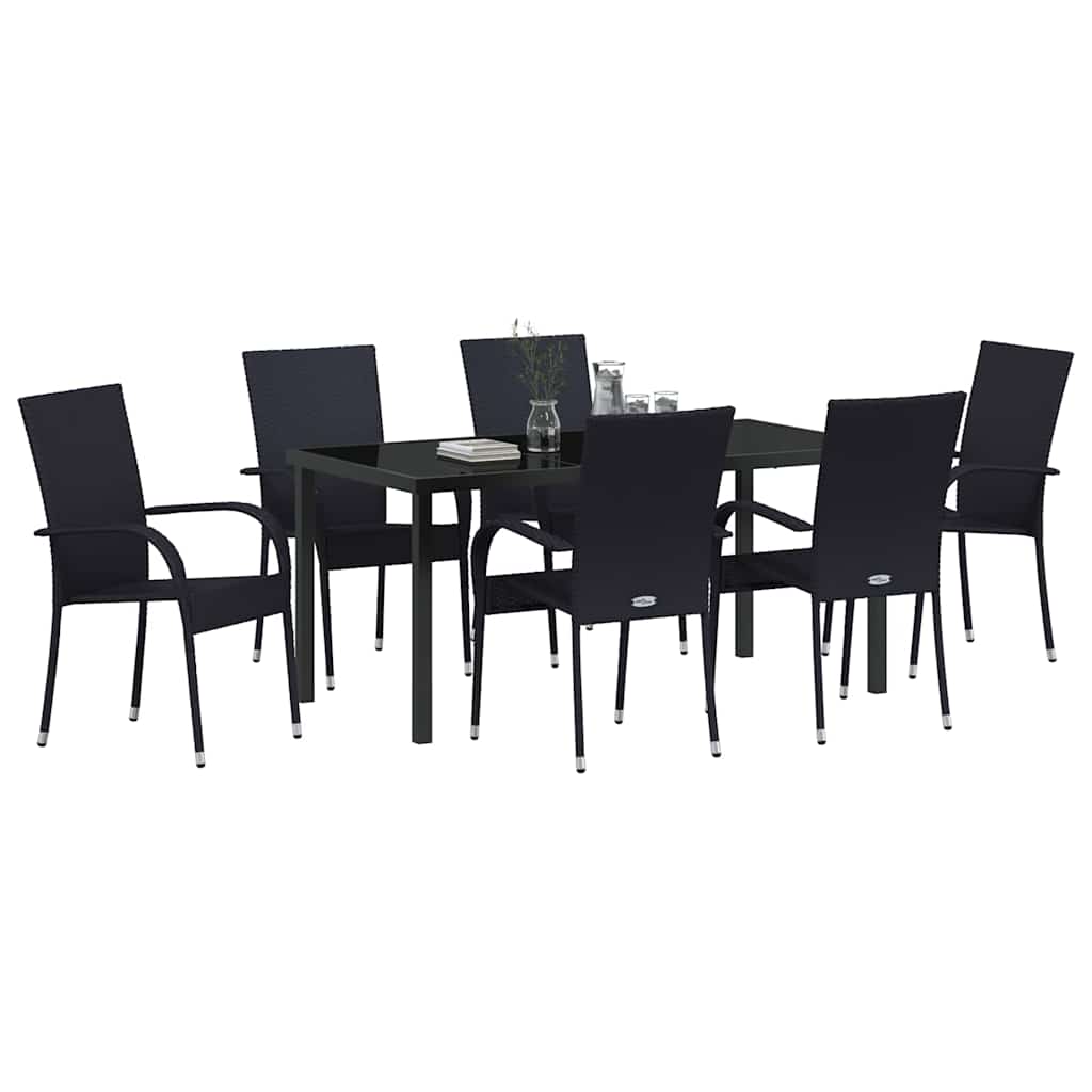 Σέτ φαγητού για κήπο 7 pcs Μαύρο Χάλυβας με επίστρωση πούδρας - Pakobazaar