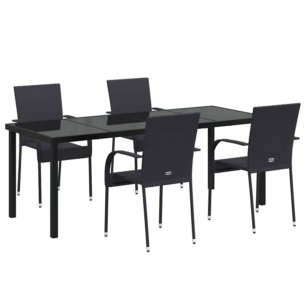 Σέτ φαγητού για κήπο 5 pcs Μαύρο Χάλυβας με επίστρωση πούδρας - Pakobazaar
