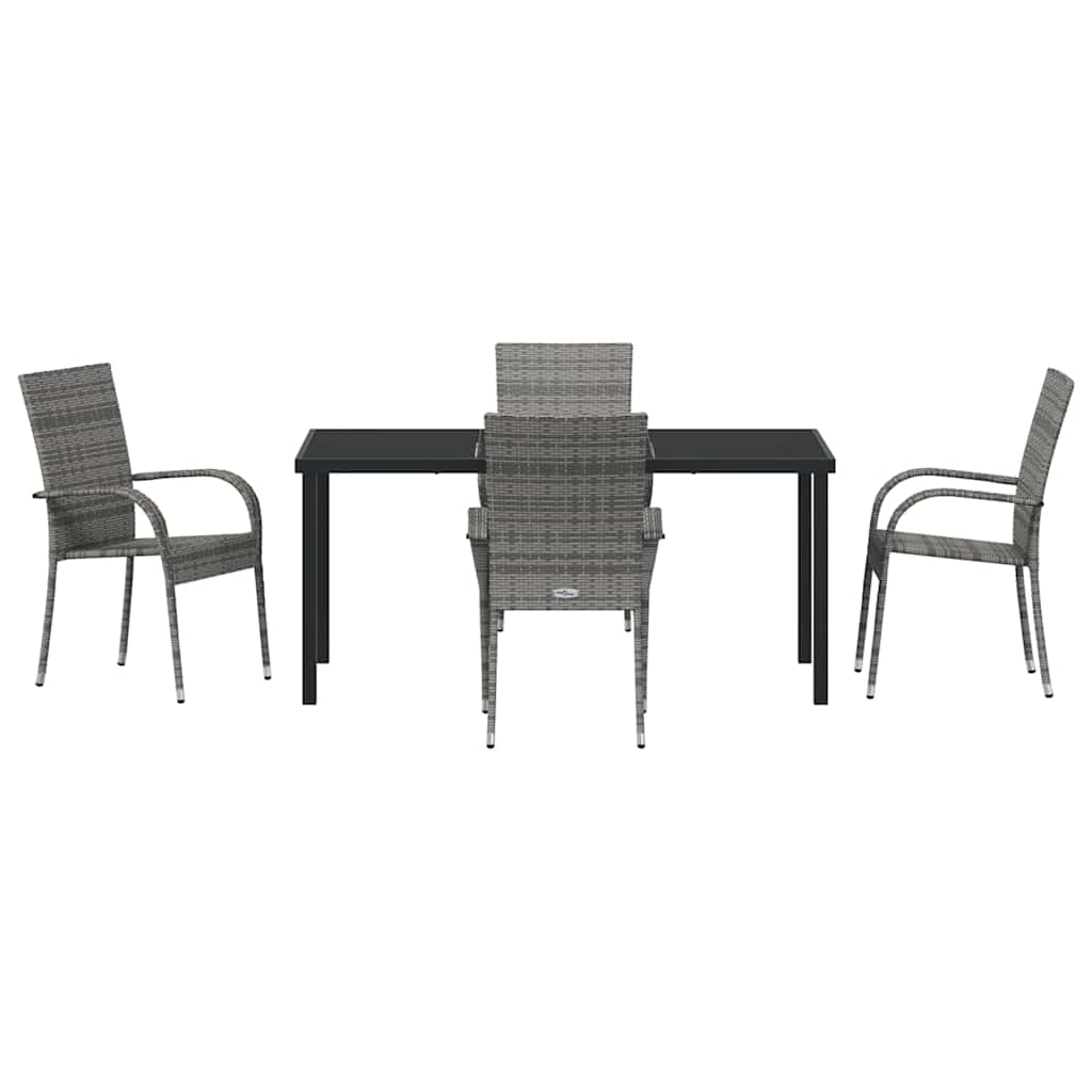 Σέτ φαγητού για κήπο 5 pcs Γκρι Χάλυβας με επίστρωση πούδρας - Pakobazaar