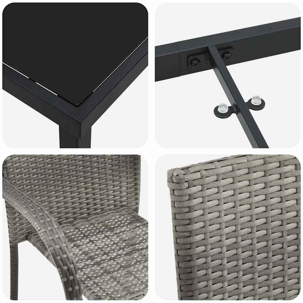 Σέτ φαγητού για κήπο 7 pcs Γκρι Χάλυβας με επίστρωση πούδρας - Pakobazaar