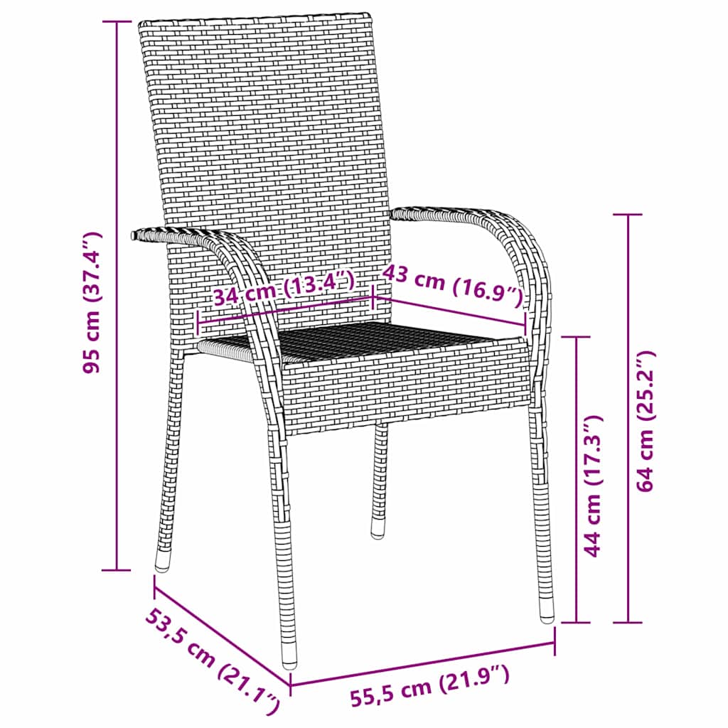 Σέτ φαγητού για κήπο 7 pcs Γκρι Χάλυβας με επίστρωση πούδρας - Pakobazaar
