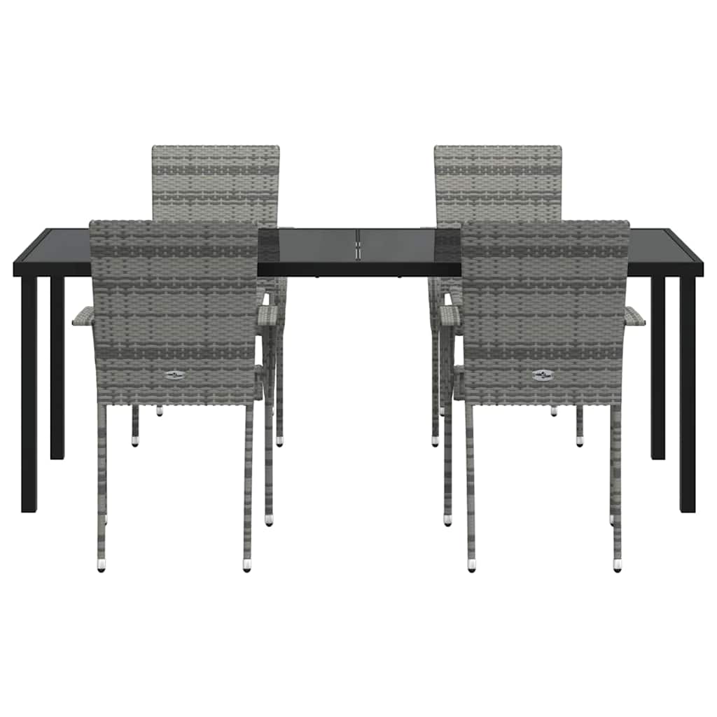 Σέτ φαγητού για κήπο 5 pcs Γκρι Χάλυβας με επίστρωση πούδρας - Pakobazaar