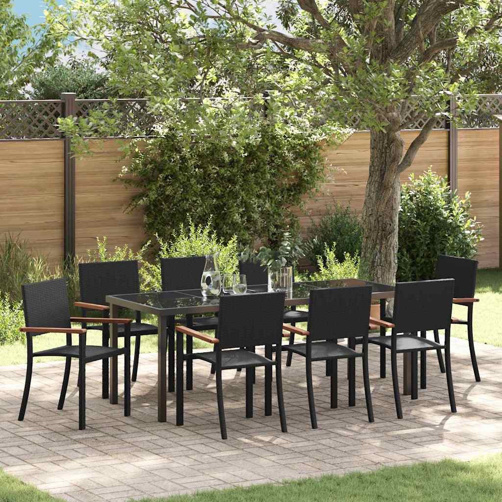 Σέτ φαγητού για κήπο 9 pcs Μαύρο Χάλυβας με επίστρωση πούδρας - Pakobazaar