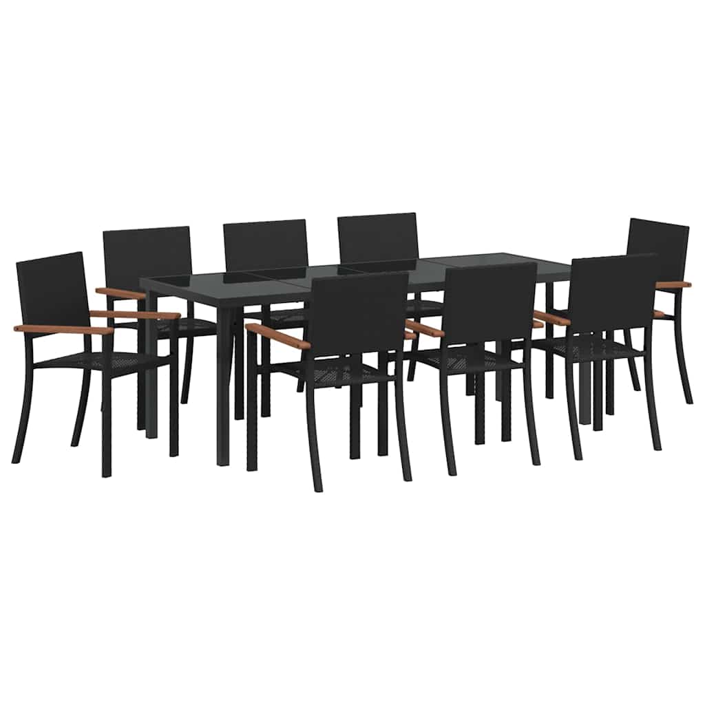 Σέτ φαγητού για κήπο 9 pcs Μαύρο Χάλυβας με επίστρωση πούδρας - Pakobazaar