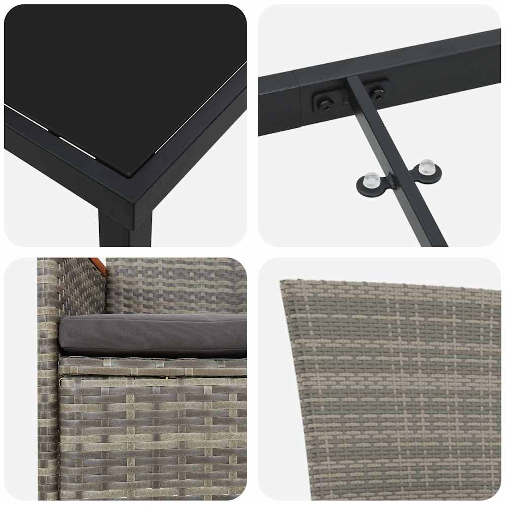 Σέτ φαγητού για κήπο 9 pcs Γκρι Χάλυβας με επίστρωση πούδρας - Pakobazaar