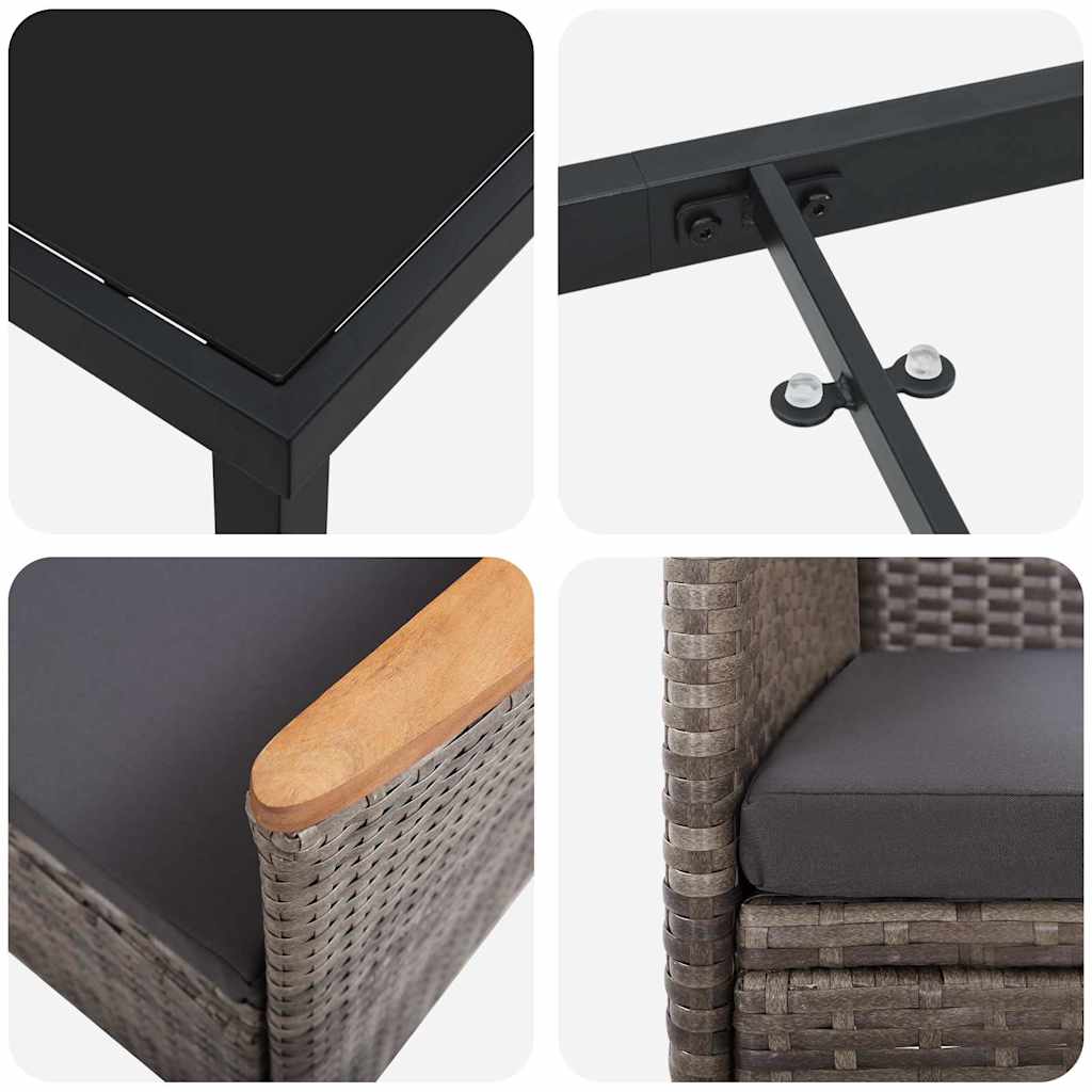 Σέτ φαγητού για κήπο 9 pcs Γκρι Χάλυβας με επίστρωση πούδρας - Pakobazaar