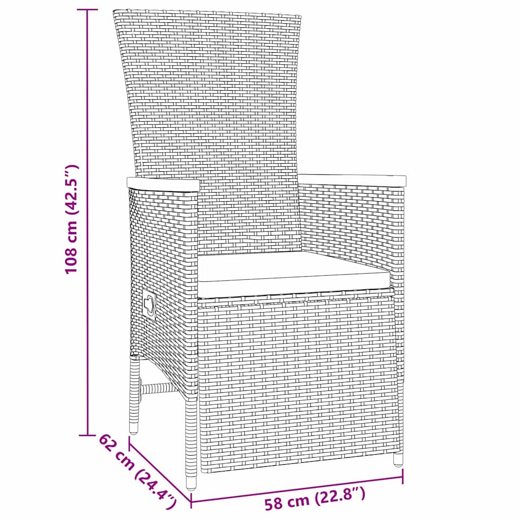 Σέτ φαγητού για κήπο με μαξιλάρι 5 pcs Γκρι συνθετικό ρατάν