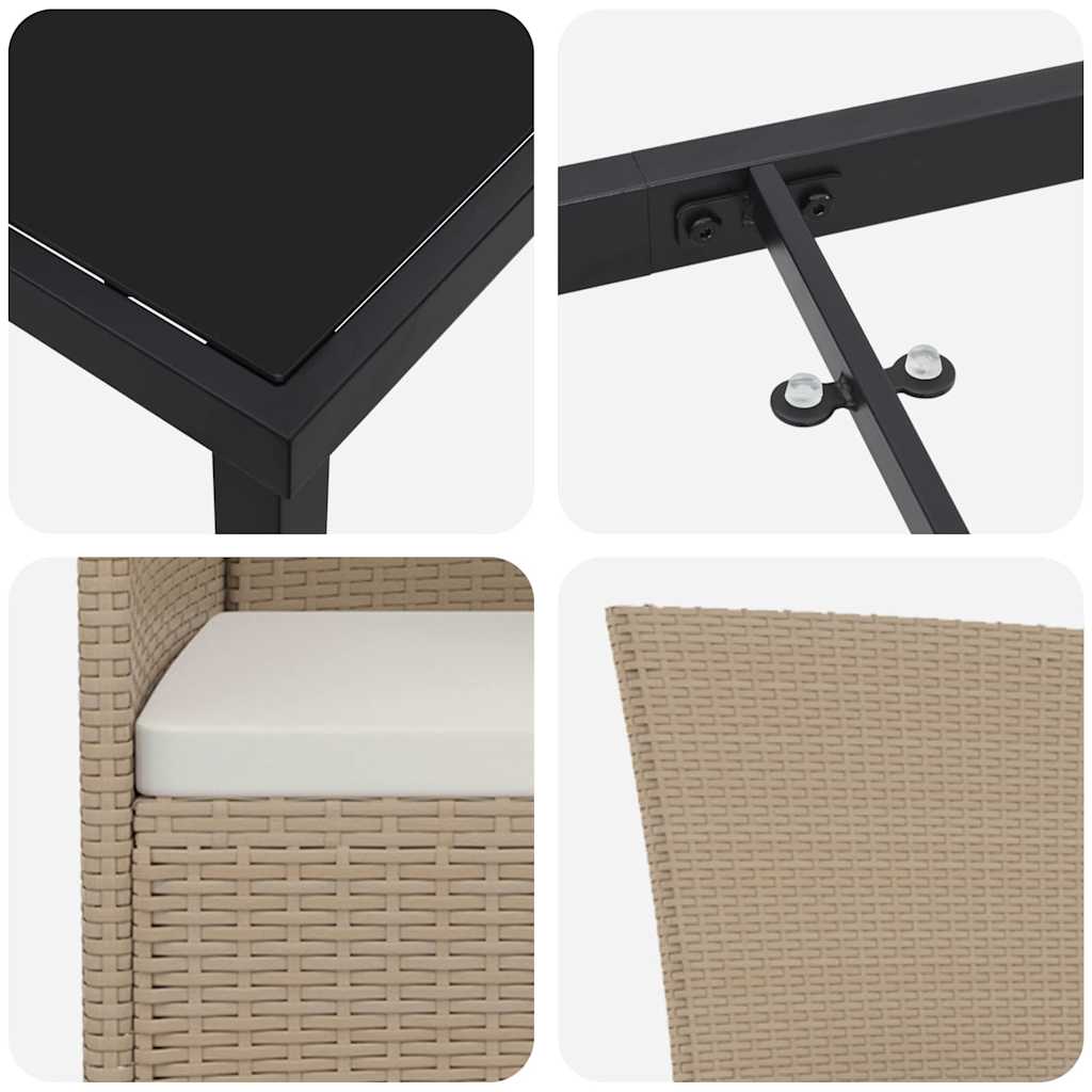 Σέτ φαγητού για κήπο με μαξιλάρι 7 pcs Μπεζ συνθετικό ρατάν - Pakobazaar