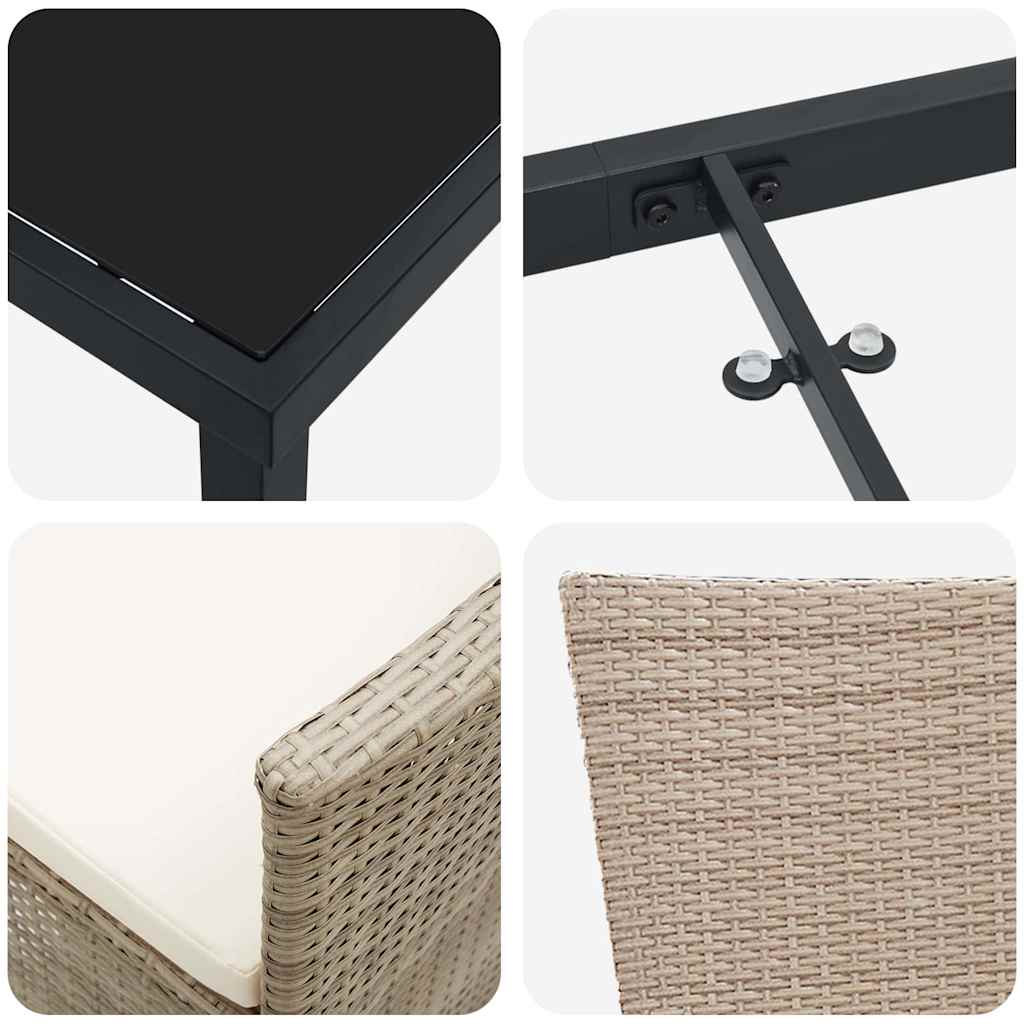 Σέτ φαγητού για κήπο με μαξιλάρι 5 pcs Μπεζ συνθετικό ρατάν