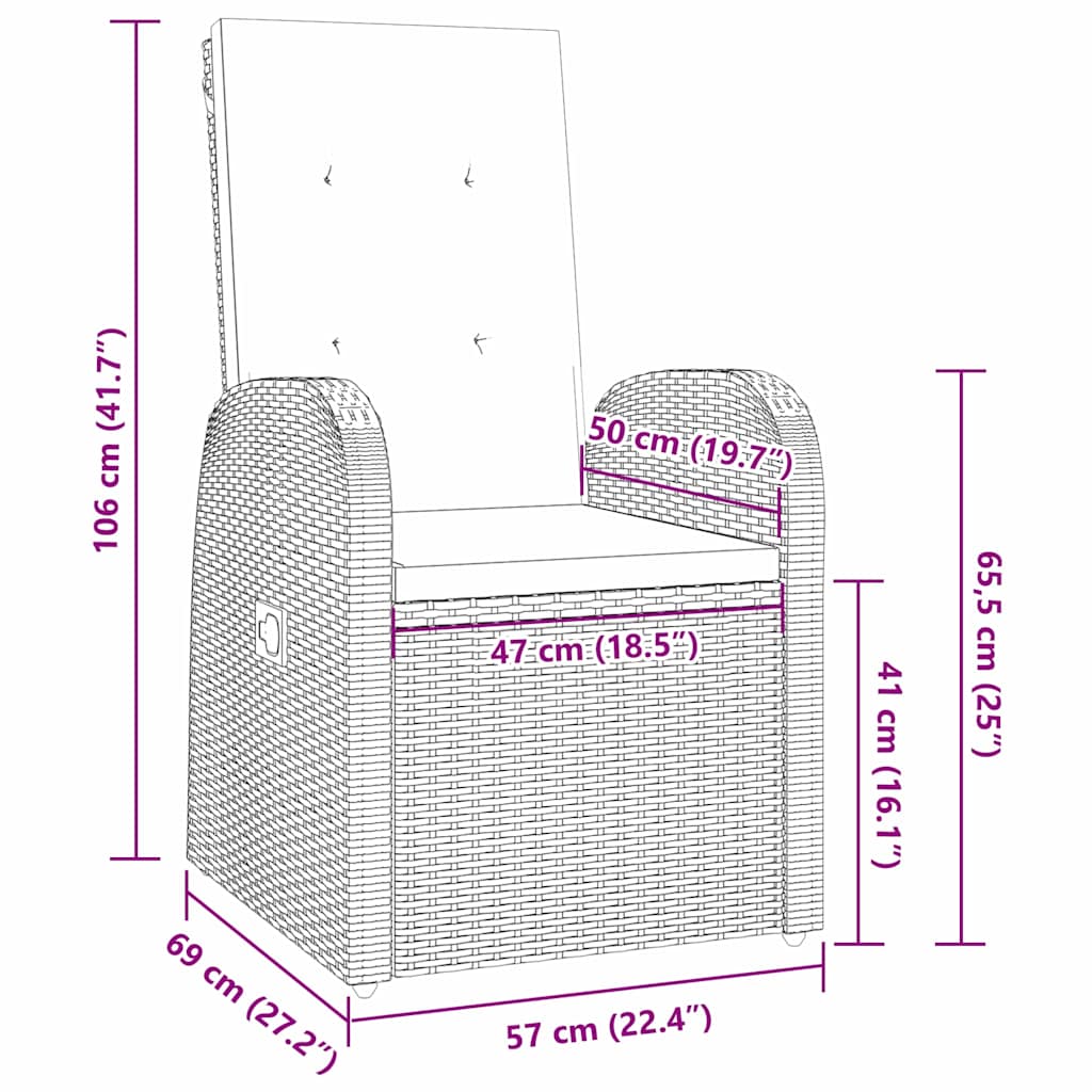 Σέτ φαγητού για κήπο με μαξιλάρι 3 pcs Γκρι συνθετικό ρατάν - Pakobazaar
