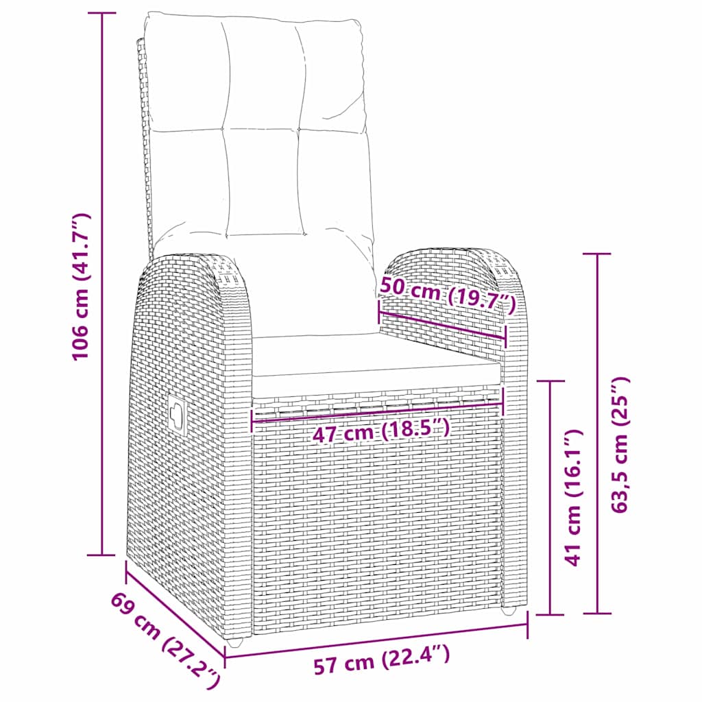 Σέτ φαγητού για κήπο με μαξιλάρι 5 pcs Μαύρο συνθετικό ρατάν - Pakobazaar