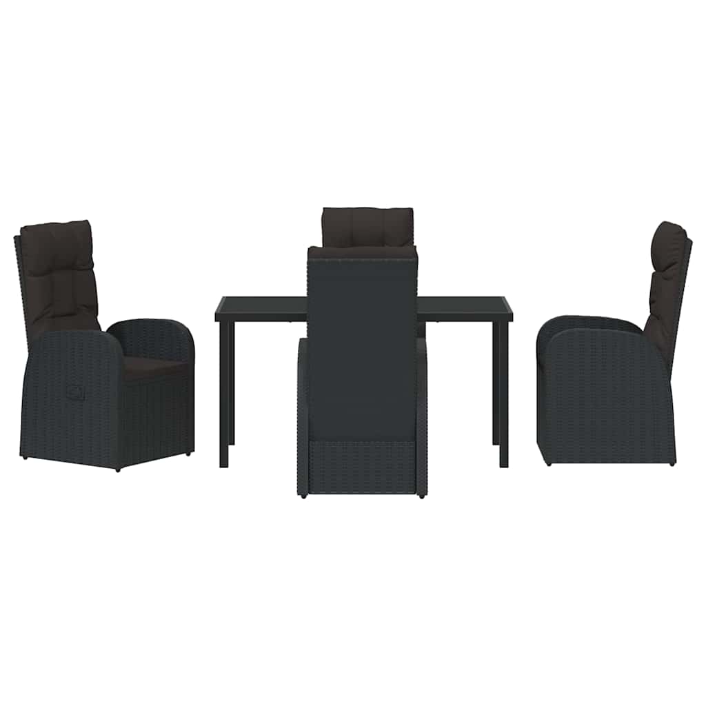 Σέτ φαγητού για κήπο με μαξιλάρι 5 pcs Μαύρο συνθετικό ρατάν - Pakobazaar