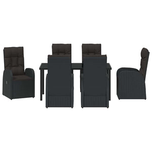 Σέτ φαγητού για κήπο με μαξιλάρι 7 pcs Μαύρο συνθετικό ρατάν - Pakobazaar