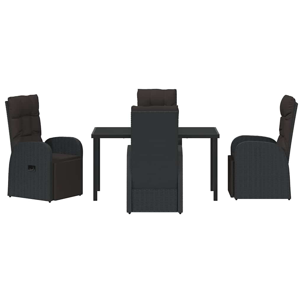 Σέτ φαγητού για κήπο με μαξιλάρι 5 pcs Μαύρο συνθετικό ρατάν - Pakobazaar