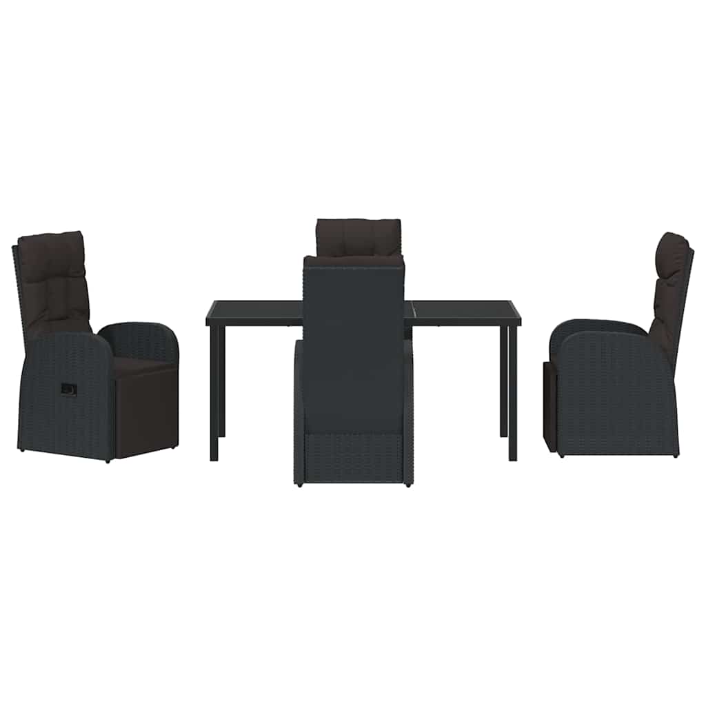 Σέτ φαγητού για κήπο με μαξιλάρι 5 pcs Μαύρο συνθετικό ρατάν - Pakobazaar