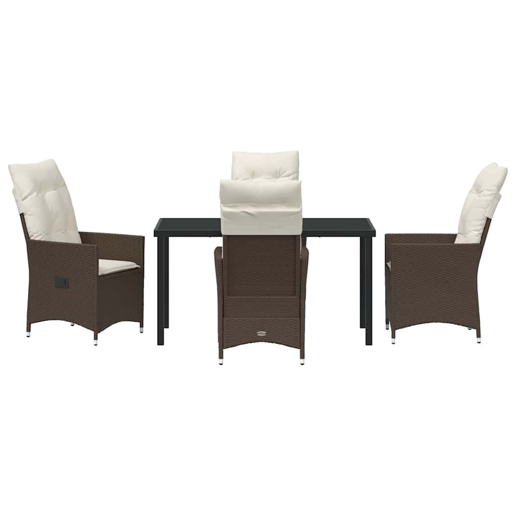 Σέτ φαγητού για κήπο με μαξιλάρι 5 pcs Καφέ συνθετικό ρατάν - Pakobazaar