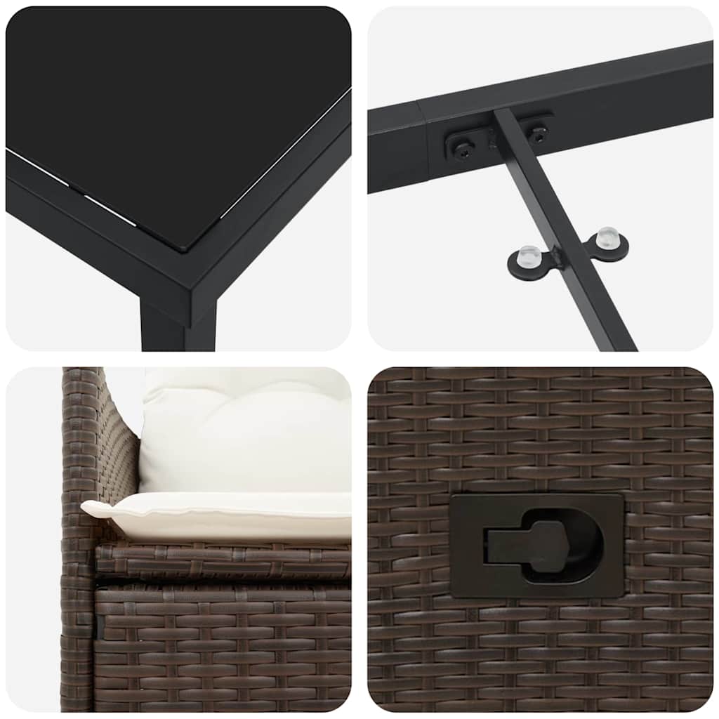 Σέτ φαγητού για κήπο με μαξιλάρι 9 pcs Καφέ συνθετικό ρατάν - Pakobazaar