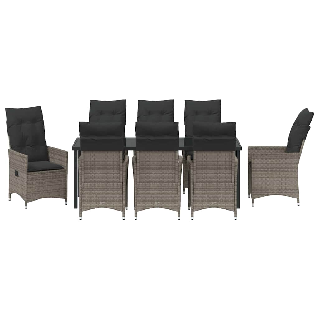 Σέτ φαγητού για κήπο με μαξιλάρι 9 pcs Γκρι συνθετικό ρατάν - Pakobazaar