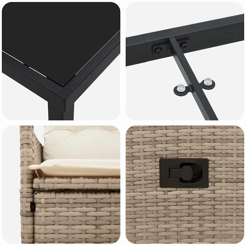 Σέτ φαγητού για κήπο με μαξιλάρι 5 pcs Μπεζ συνθετικό ρατάν - Pakobazaar