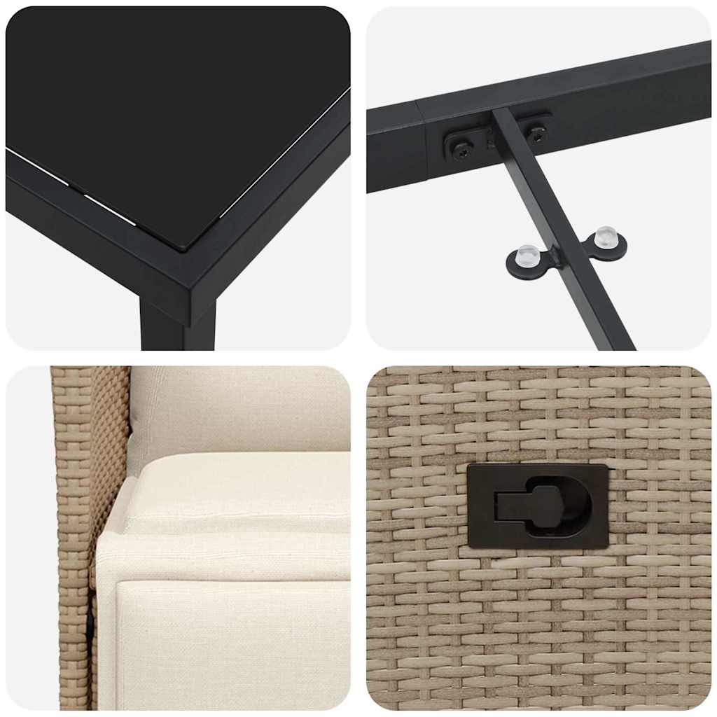 Σέτ φαγητού για κήπο με μαξιλάρι 7 pcs Μπεζ συνθετικό ρατάν - Pakobazaar