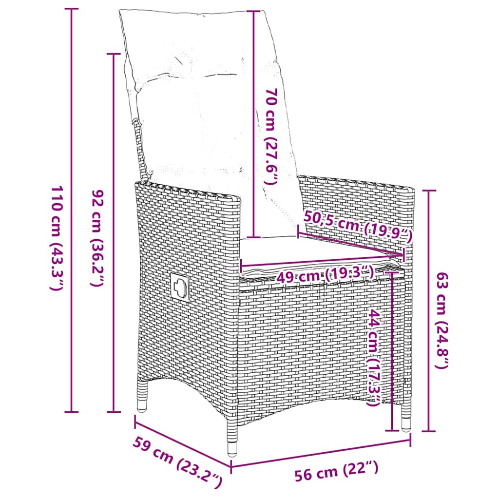 Σετ τραπεζιού και καρέκλας με μαξιλάρι 7 pcs Γκρι Ράτα PE - Pakobazaar