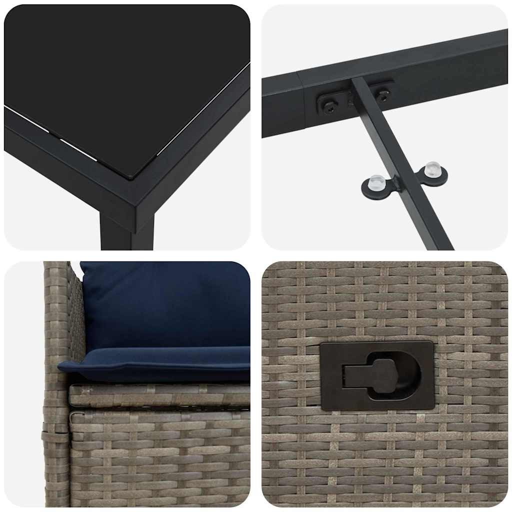 Σετ τραπεζιού και καρέκλας με μαξιλάρι 9 pcs Γκρι Ράτα PE - Pakobazaar