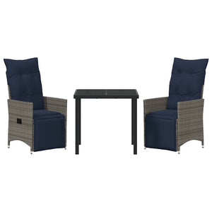 Σετ τραπεζιού και καρέκλας με μαξιλάρι 3 pcs Γκρι Ράτα PE - Pakobazaar